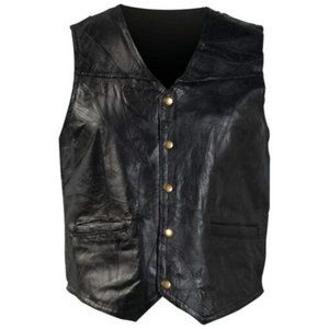 Giovanni Navarre Motorcycle Vest - Black Leather